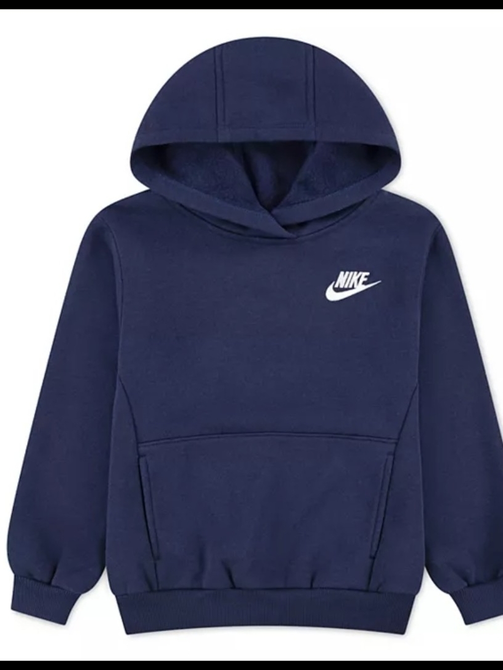 Nike Kids Navy Blue Pullover Hoodie with White Logo
